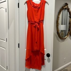 Beautiful tangerine chiffon Hi-low dress